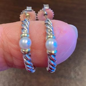David Yurman Hampton Cable Pearl Earrings